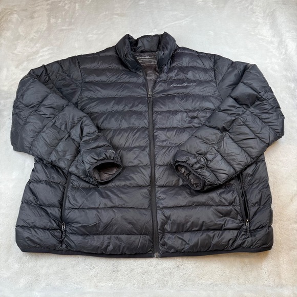 Eddie Bauer Mens 2XL Black EB650 Down Puffer Lightweight Full Zip Jacket - Picture 1 of 8